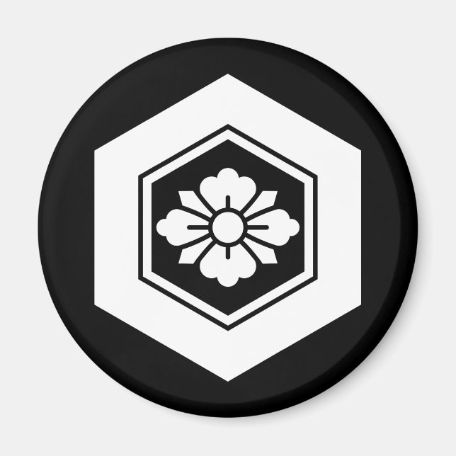 Rhomb blomma med svärd i sköldpadda magnet (Framsidan)