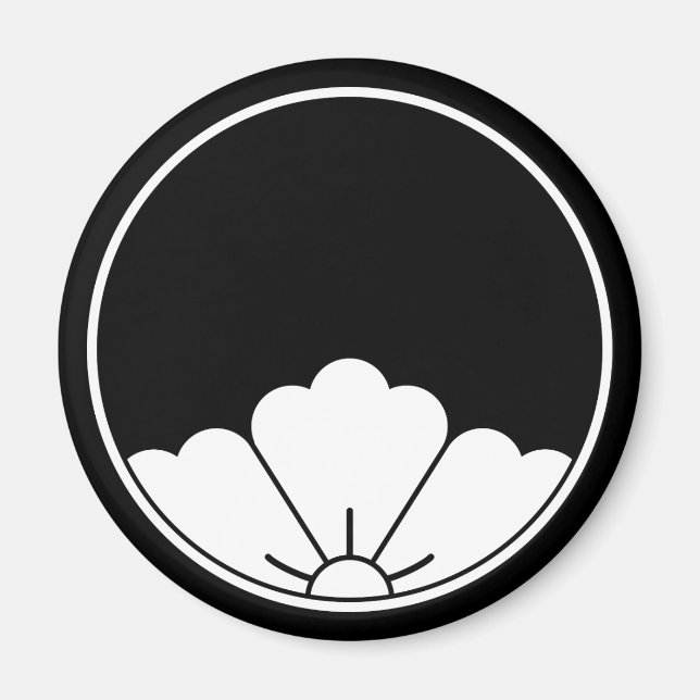 Rhomb chines-blomma i brunn i trålliknande form magnet (Framsidan)