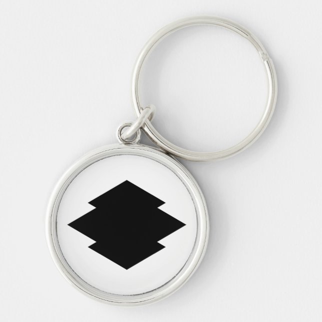 Rhombi gräs bark rund silverfärgad nyckelring (Framsidan)