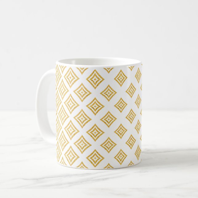 Rhomboid Shape guld Glitter Kaffemugg (Framsida vänster)