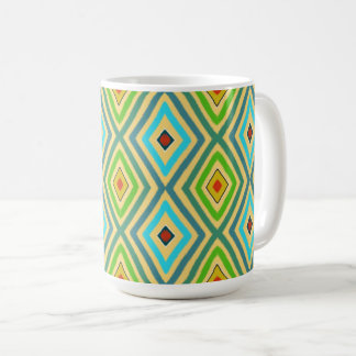 Rhombus Diamond Green Blue Geometrical  Kaffemugg