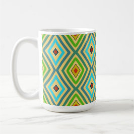 Rhombus Diamond Green Blue Geometrical  Kaffemugg