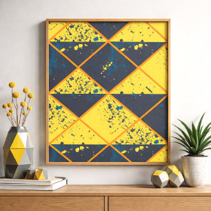 Rhombus Grid med färgfull färgplatta Poster