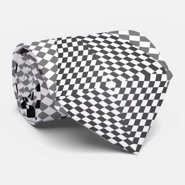 Rhombus svarta och vita nacke slips (Rullad)