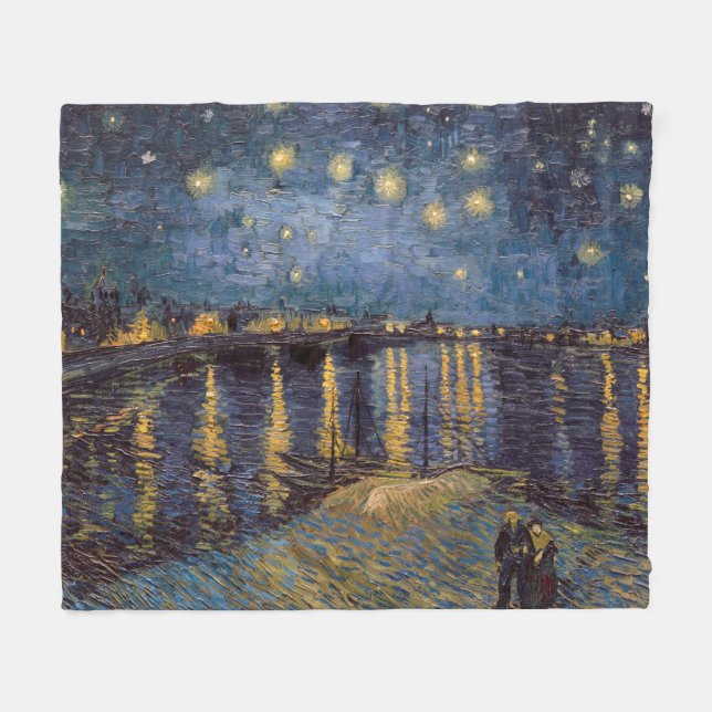 Rhôneflodens strandpromenad Stjärnklar natthimmel  Fleecefilt (Framsidan (Horisontell))