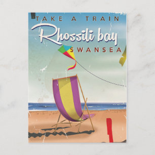 Rhossilibukten, Swansea vintage reseaffisch Vykort