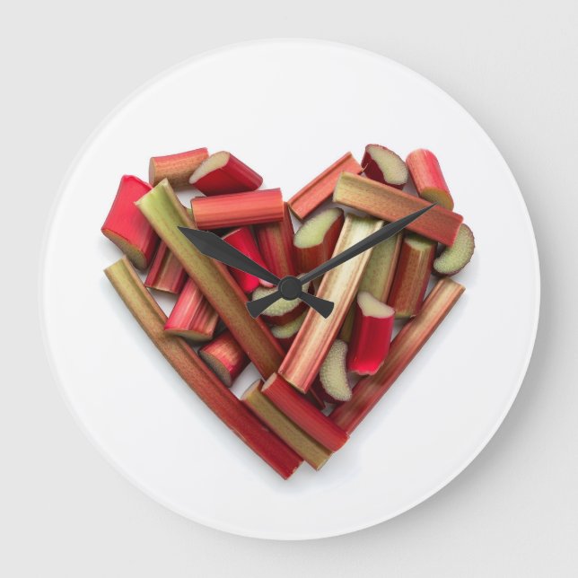 Rhubarb Heart Stor Klocka (Framsida)
