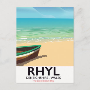 Rhyl Denbighshire poster vintage järnväg Vykort