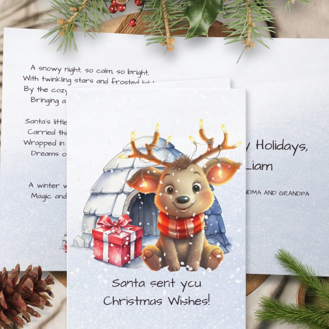 Rhyme Santas Reindeer Nordic Dikt Kids jul Helgkort (Skapare uppladdad)