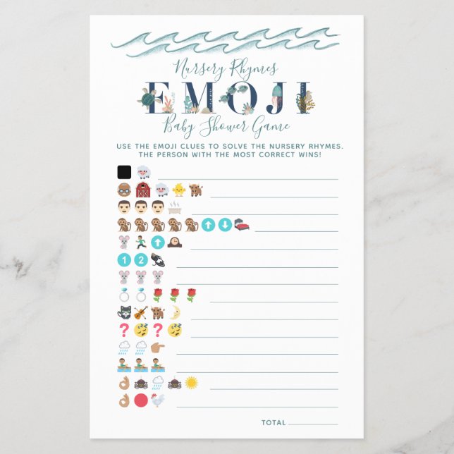 Rhyme-spel under Sea Baby Shower Flyer (Framsidan)