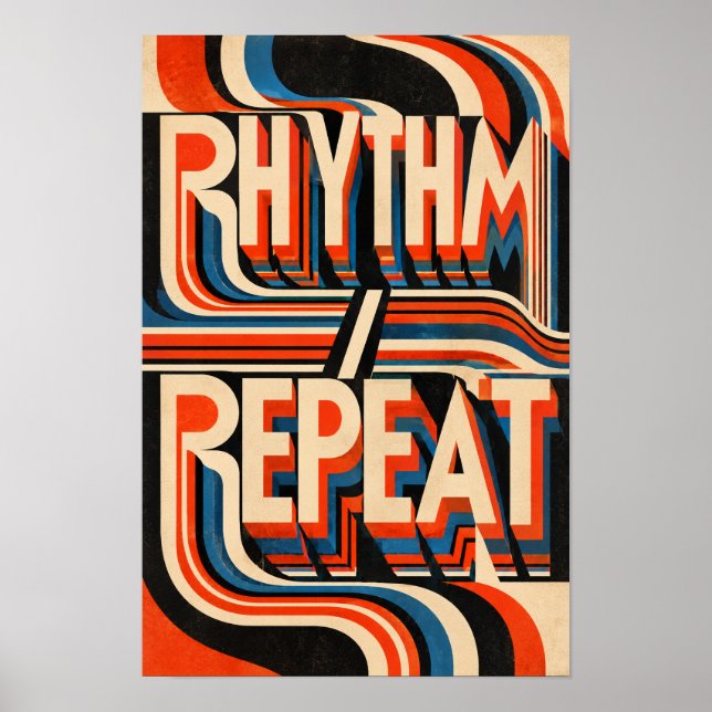 Rhythm Repeat Retro Geometrisk Typografi Väggkonst (Framsidan)
