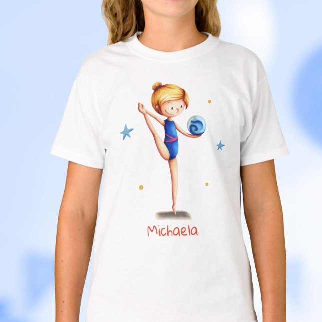 Rhythmic Gymnastics Blue Leotard Girl T Shirt (Skapare uppladdad)