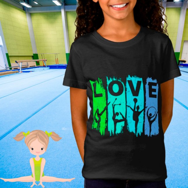 Rhythmic Gymnastics Kärlek i Grönt och Aqua T-Shir T Shirt (Skapare uppladdad)