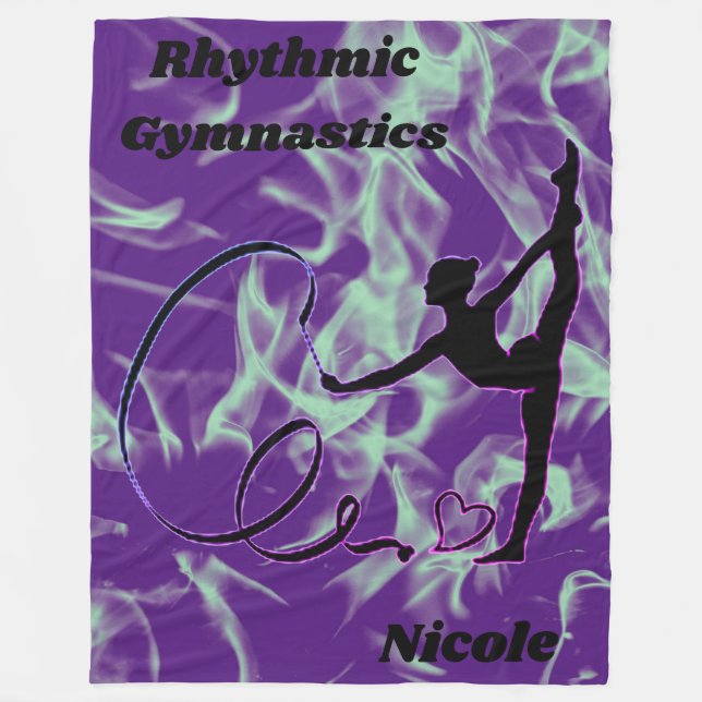 Rhythmic Gymnastics Lila och Mint Swirl Fleecefilt (Framsidan)