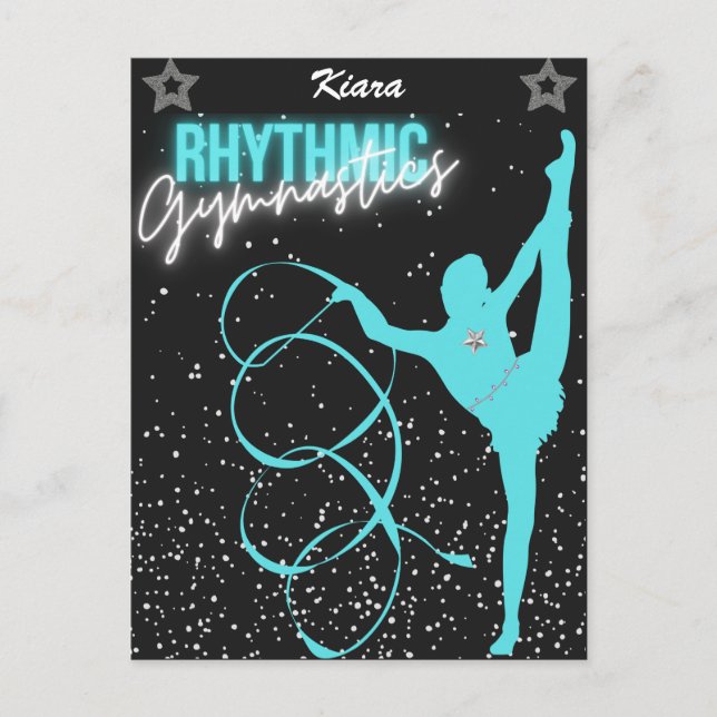 Rhythmic Gymnastics Ribbon and Stars Vykort (Framsida)