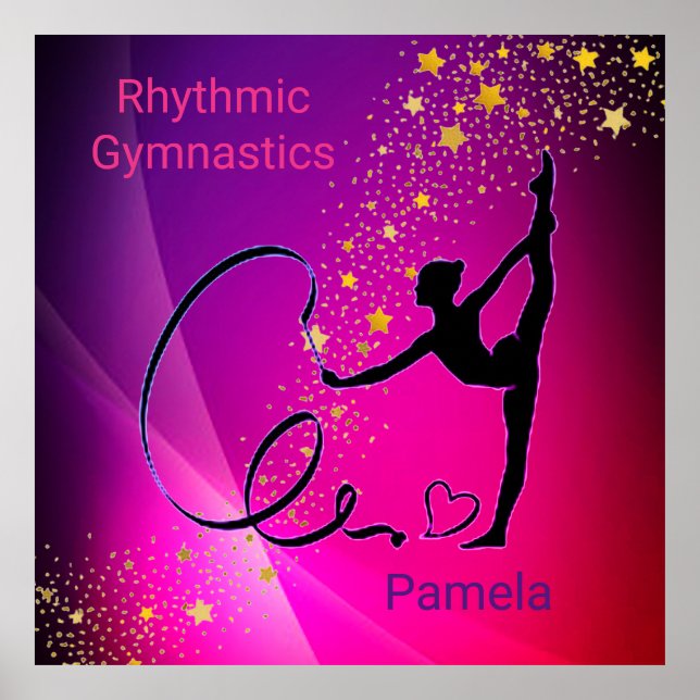 Rhythmic Gymnastics Rosa & Lila Guld Stars Poster (Framsidan)