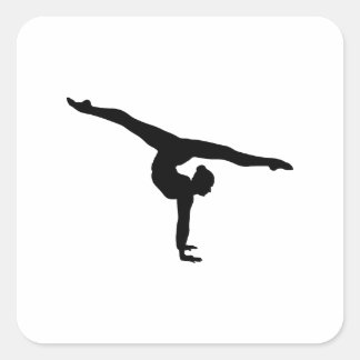 Rhythmic Gymnastics Silhouette Fyrkantigt Klistermärke
