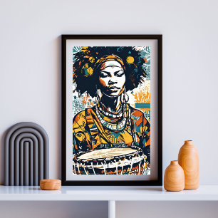 Rhythms av hennes rötter - Afrocentric Drum & Cult Poster