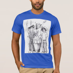 Rhythms Drum Dancing People Grayscale Illustration T Shirt
