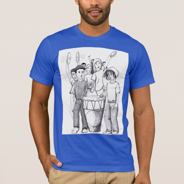 Rhythms Drum Dancing People Grayscale Illustration T Shirt (Framsida)