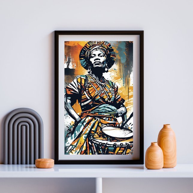 Rhythms of her Spirit - African Drummer Woman Art Poster (Skapare uppladdad)