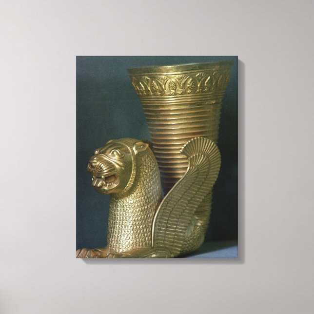 Rhyton i form av ett sittande lejont monster canvastryck (Framsida)