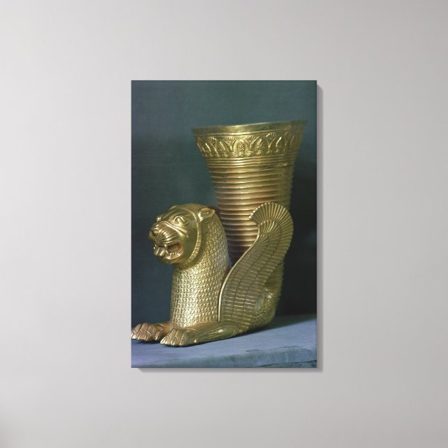 Rhyton i form av ett sittande lejont monster canvastryck (Framsida)