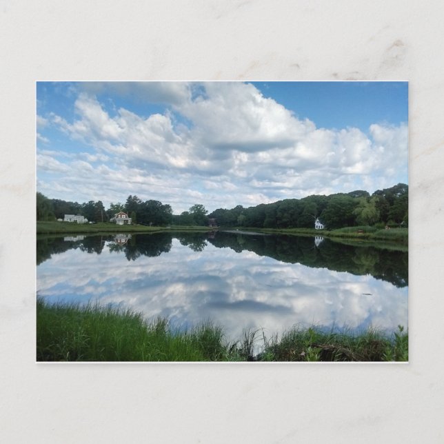 RI-reflektion över vattenfronten Rhode island med  Vykort (Framsida)