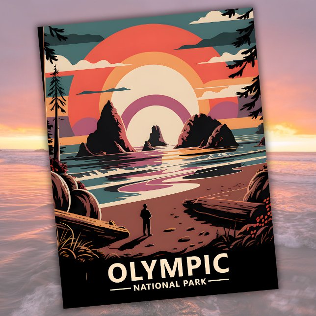 Rialto Beach Sunset anpassningsbar Olympic Nationa Vykort (Custom Olympic National Park Rialto Beach Sunset Postcard)