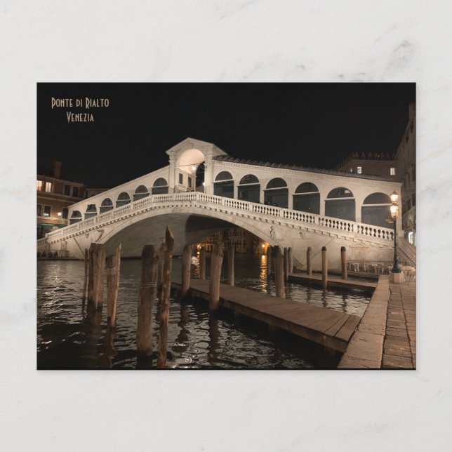 Rialto Bridge by night - Ponte di Rialto - Venice Vykort (Framsida)