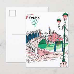 Rialto bridge grand canal Venedig Italien Travel Vykort