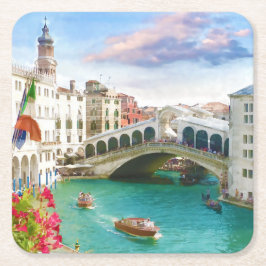 Rialto Bridge i Venezia | Venedig, Italien Underlä Underlägg Papper Kvadrat