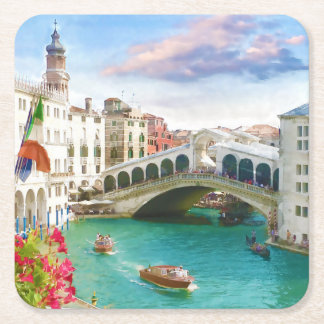 Rialto Bridge i Venezia | Venedig, Italien Underlä Underlägg Papper Kvadrat