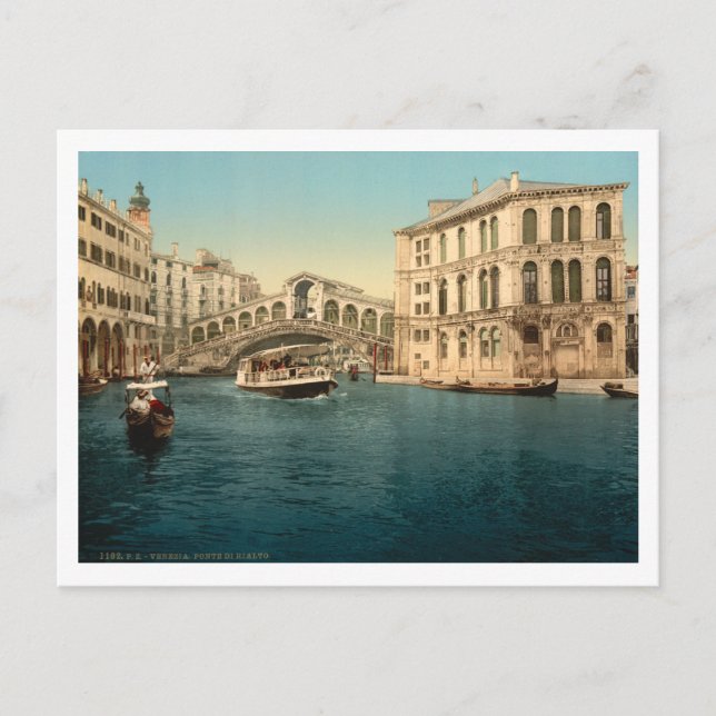Rialto Bridge och Grand Canal, Venedig, Italien Vykort (Framsida)