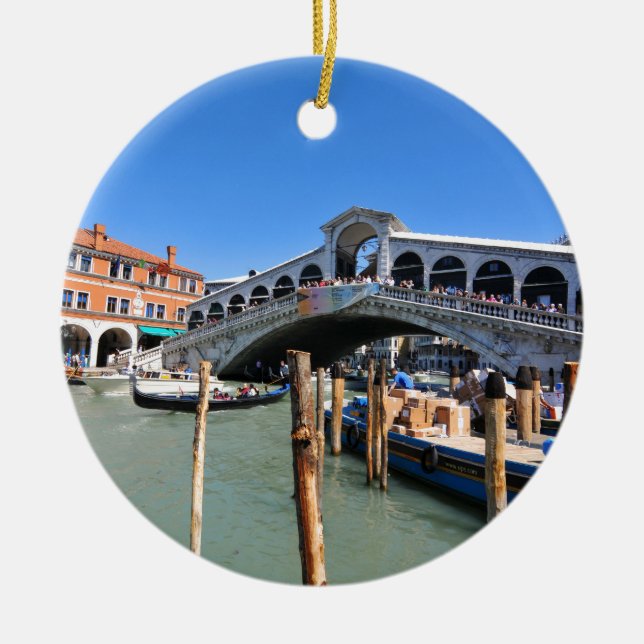 Rialto överbryggar i Venedig, italien Julgransprydnad Keramik (Framsidan)