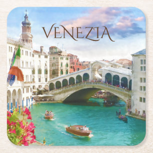 Rialto överbryggar i Venezia Venedig, Underlägg Papper Kvadrat