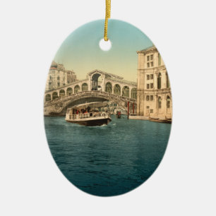 Rialto överbryggar och den storslagna kanalen, julgransprydnad keramik