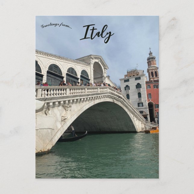 Rialtobron eller Ponti Di Rialto Venedig Italien Vykort (Framsida)