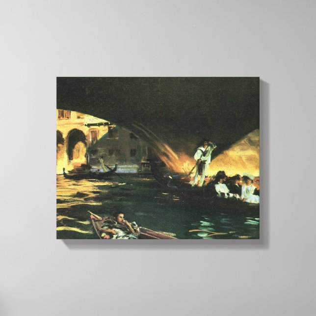 Rialtobron, Grand Canal av John Singer Sargent Canvastryck (Framsida)