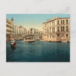 Rialtobron och Stora kanalen, Venedig, Italien Vykort