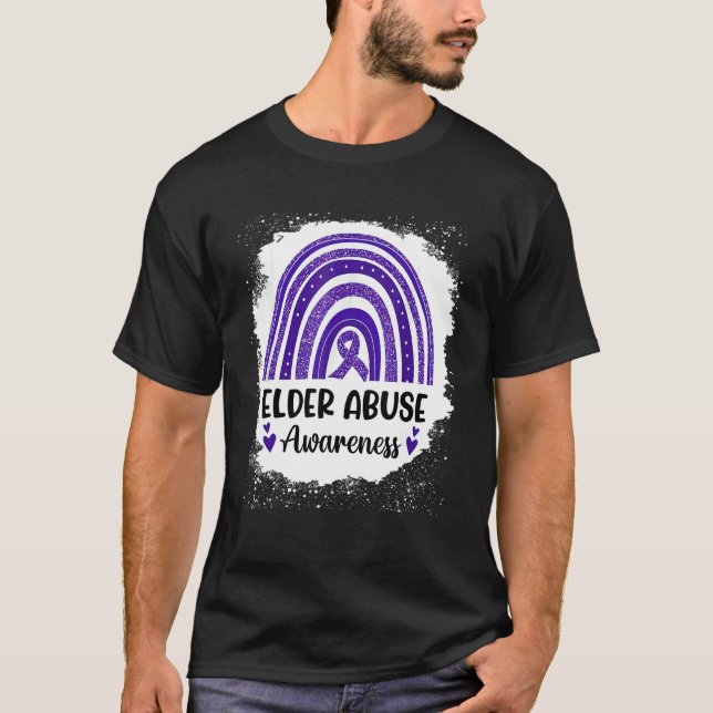 Rianbow Heart Ribbon Elder Abuse Awareness T Shirt (Framsida)