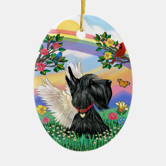 Rianbow Life - Skotsk terrier Julgransprydnad Keramik (Framsidan)
