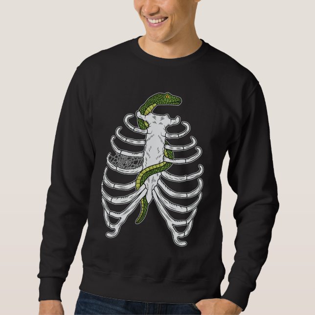 Rib-boner med orm och Spindelnät Halloween Lång Ärmad Tröja (Framsida)