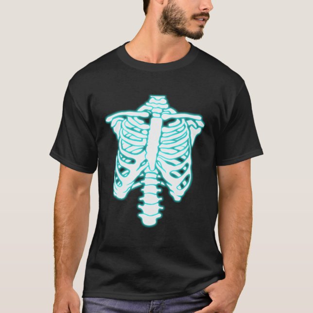 Rib Cage Bone Skeleton Halloween Xray Funny X-Ray T Shirt (Framsida)