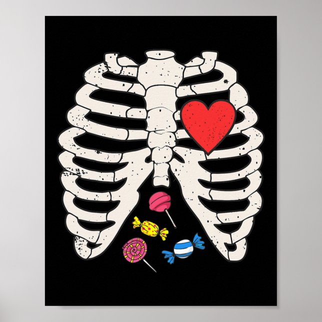 Rib Cage Candy Heart Funny Xray Halloween Kids Boy Poster (Framsidan)