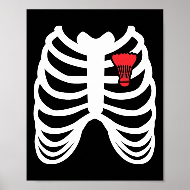 Rib Cage Funny Badminton Player T Shirt Gift Poster (Framsidan)