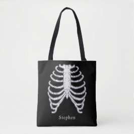 Rib Cage Skeleton Bones och Custom Name Halloween Tygkasse
