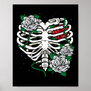 Rib Cage with Flowers Halloween Xray Skeleton Cand Poster