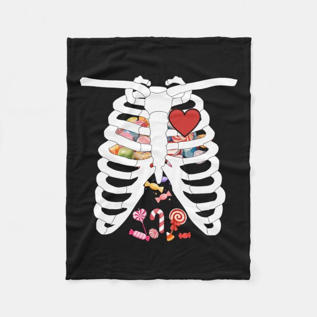 Rib Cage X-ray Candy Funny Halloween Costume Kids Fleecefilt (Framsidan)