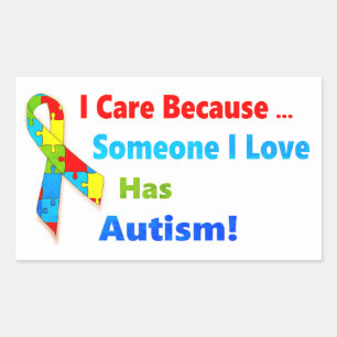 Ribbdesign för att öka medvetenheten om autism rektangulärt klistermärke